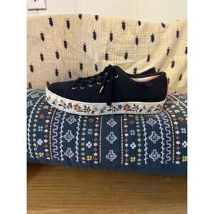 Keds X Rifle Paper Co Triple Kick Strawberry Fields Navy Sneaker Women Size 9.5